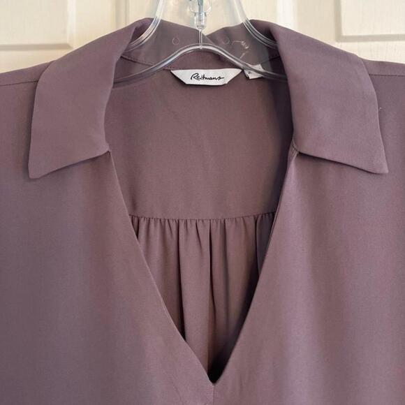 Short Sleeve Tunic with Johnny Collar Gray Purple XXS - Picture 4 of 11